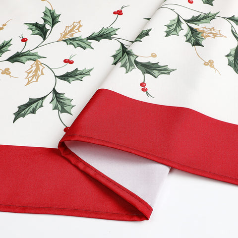 Wewoch polyester tablecloth close-up shows water-resistant durability for easy-clean holiday meals.