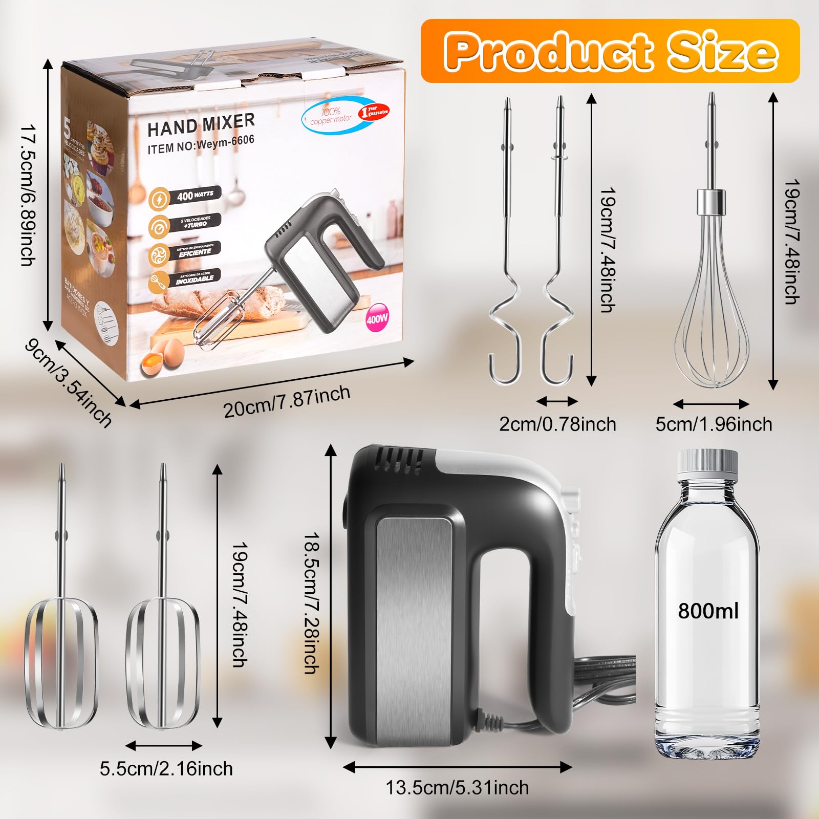Wewymewo dough hooks and beaters setup for sturdy dough mixing