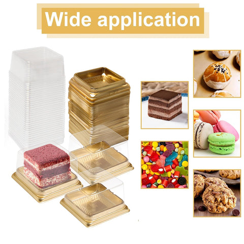 Wexpw gold-based mooncake box with clear cover highlights cupcakes attractively.