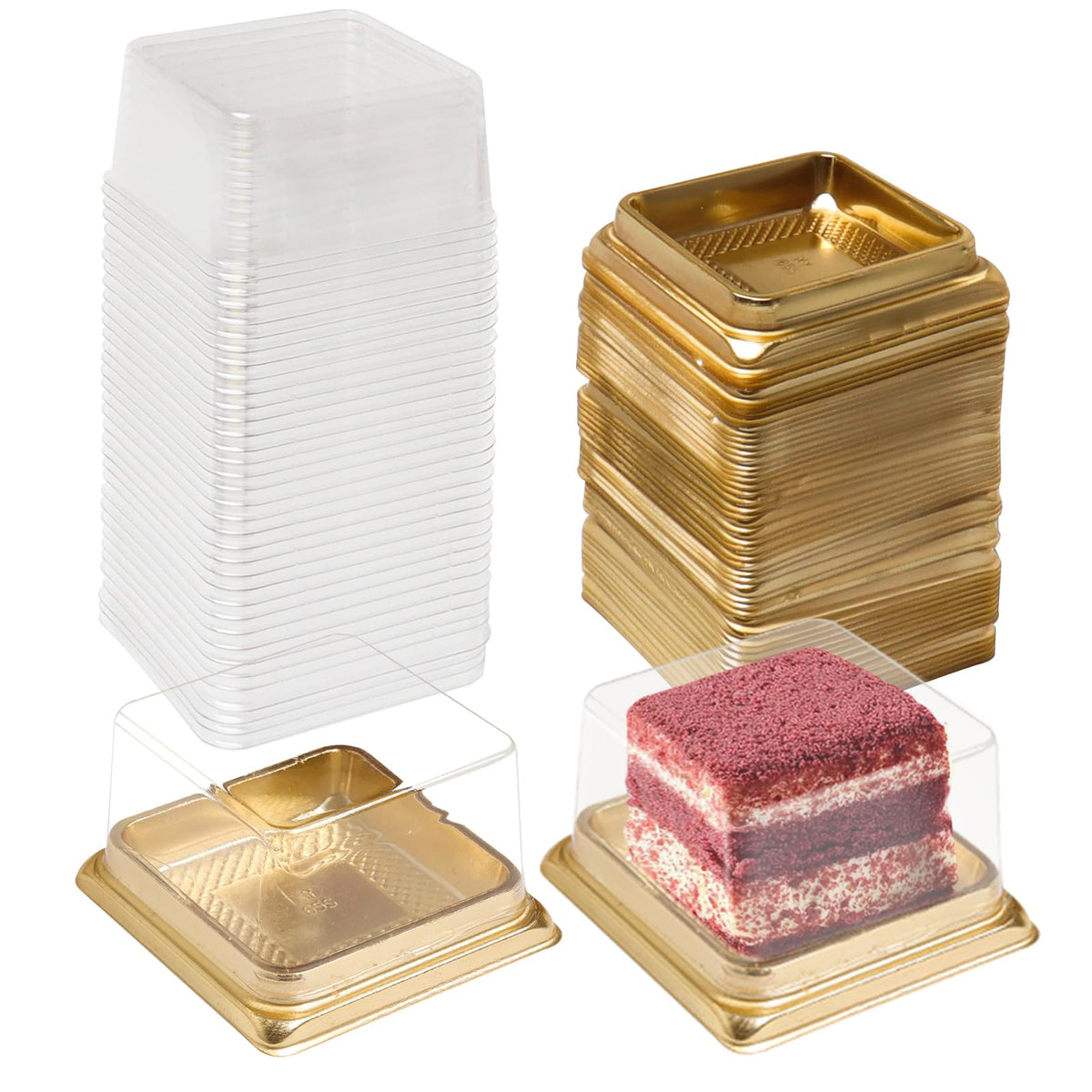 Wexpw single clear mooncake box with gold base, ideal for gifting and display.
