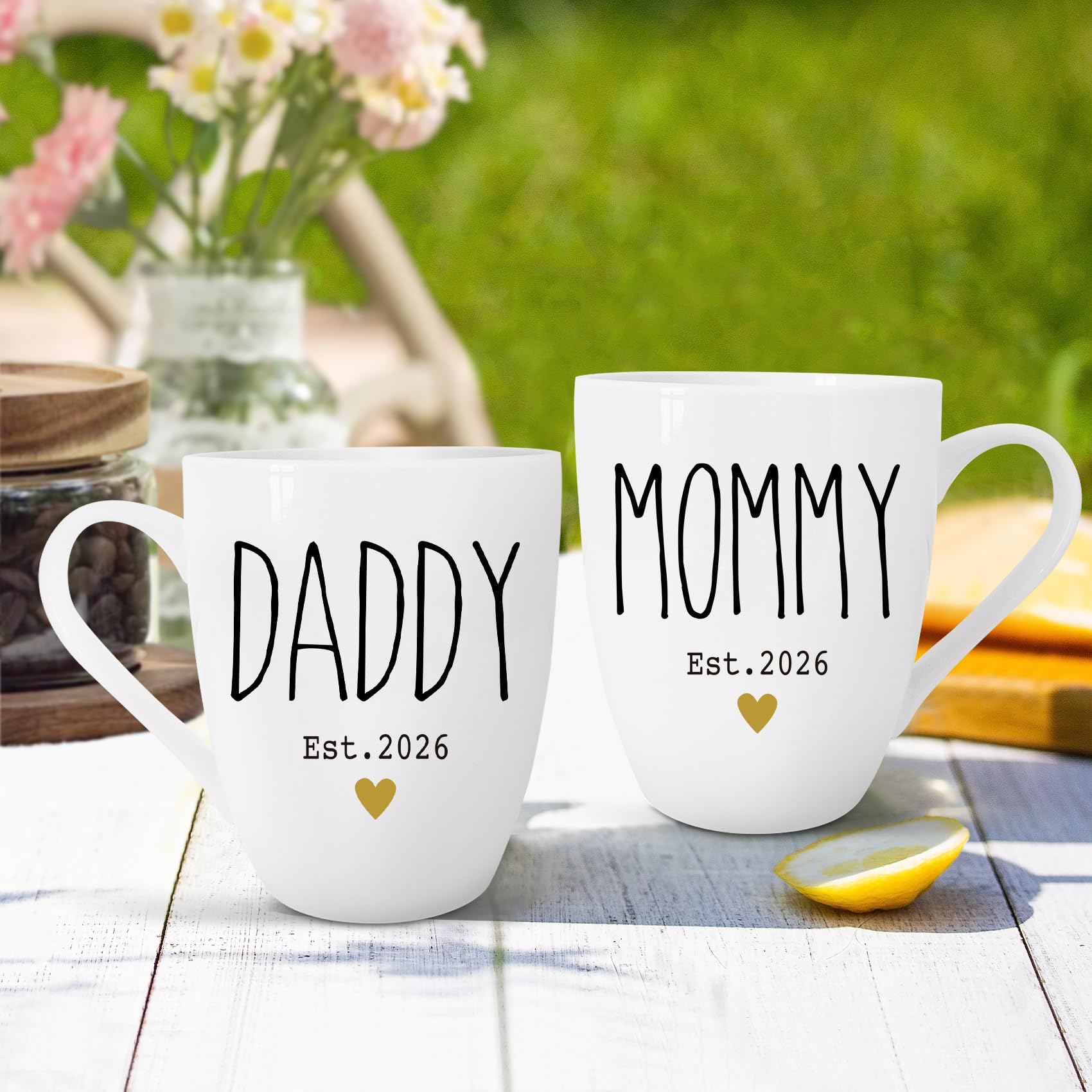 WFFW Mom and Dad mug with weighted base for stable placement.