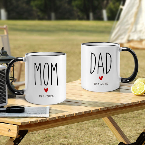 WFFW Mom and Dad mugs show ceramic construction and glossy glaze for daily use