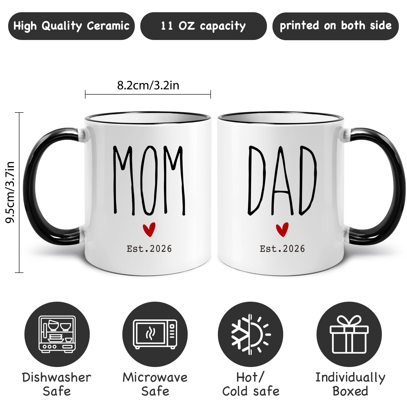 WFFW Mom and Dad mugs featuring a high‑quality glossy glaze and durable print