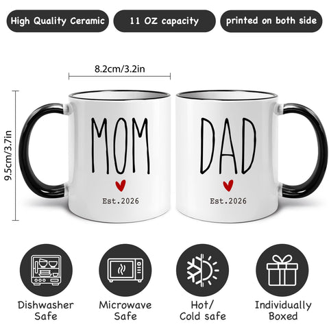 WFFW Mom and Dad mugs featuring a high‑quality glossy glaze and durable print