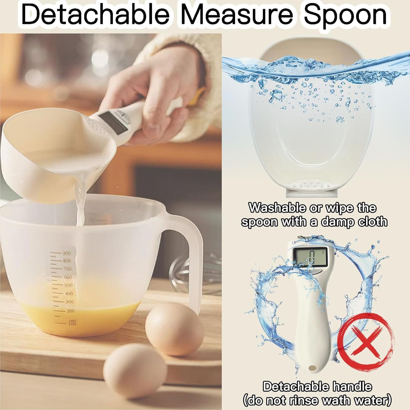 WFOFMO detachable spoon facilitates thorough cleaning after measuring.