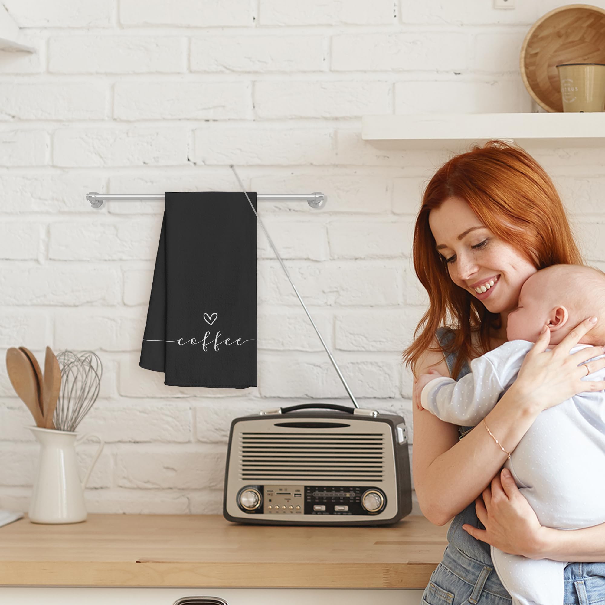 WFSM black kitchen towels add chic contrast while staying highly functional