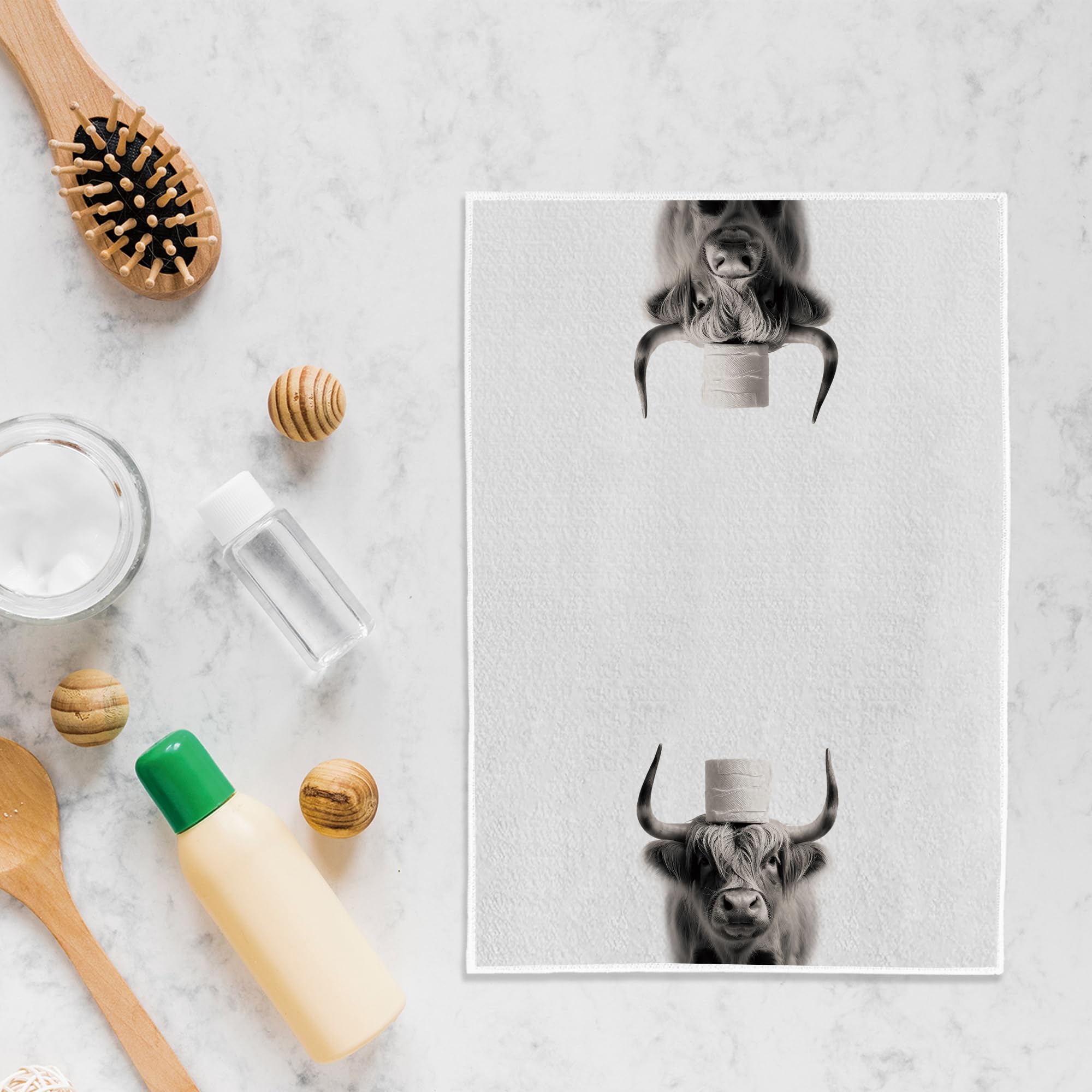 WFSM cow home decor towel complements vanity with soft texture