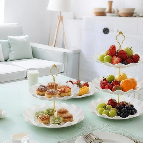 Wgbon three-tier cupcake stand showing elegant stacking for display.