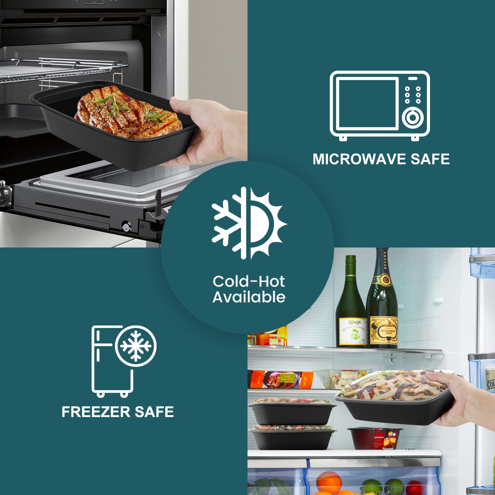WGCC 38oz microwave-safe containers for quick reheating at home or work.