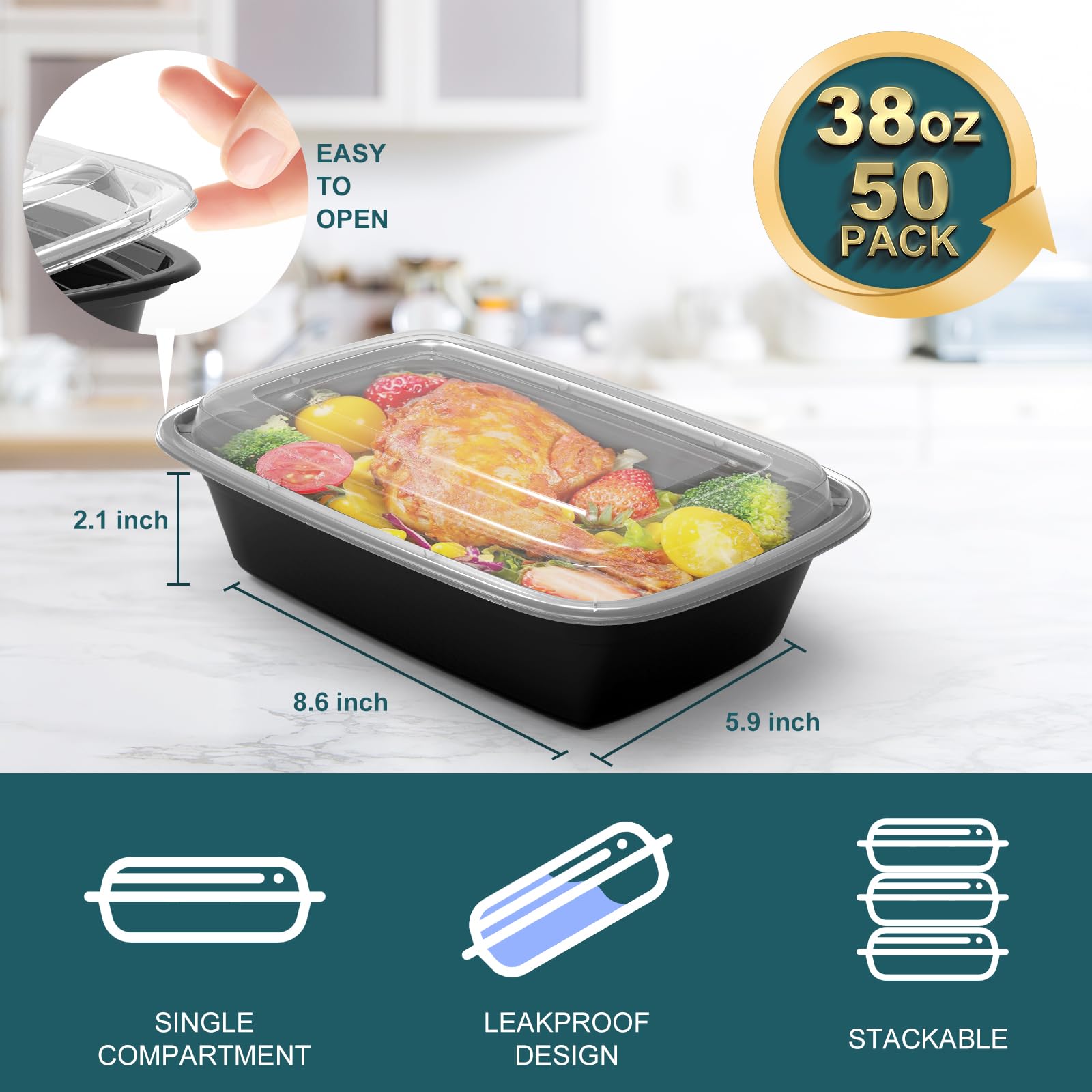 WGCC 38oz stackable design saves fridge and cabinet space.