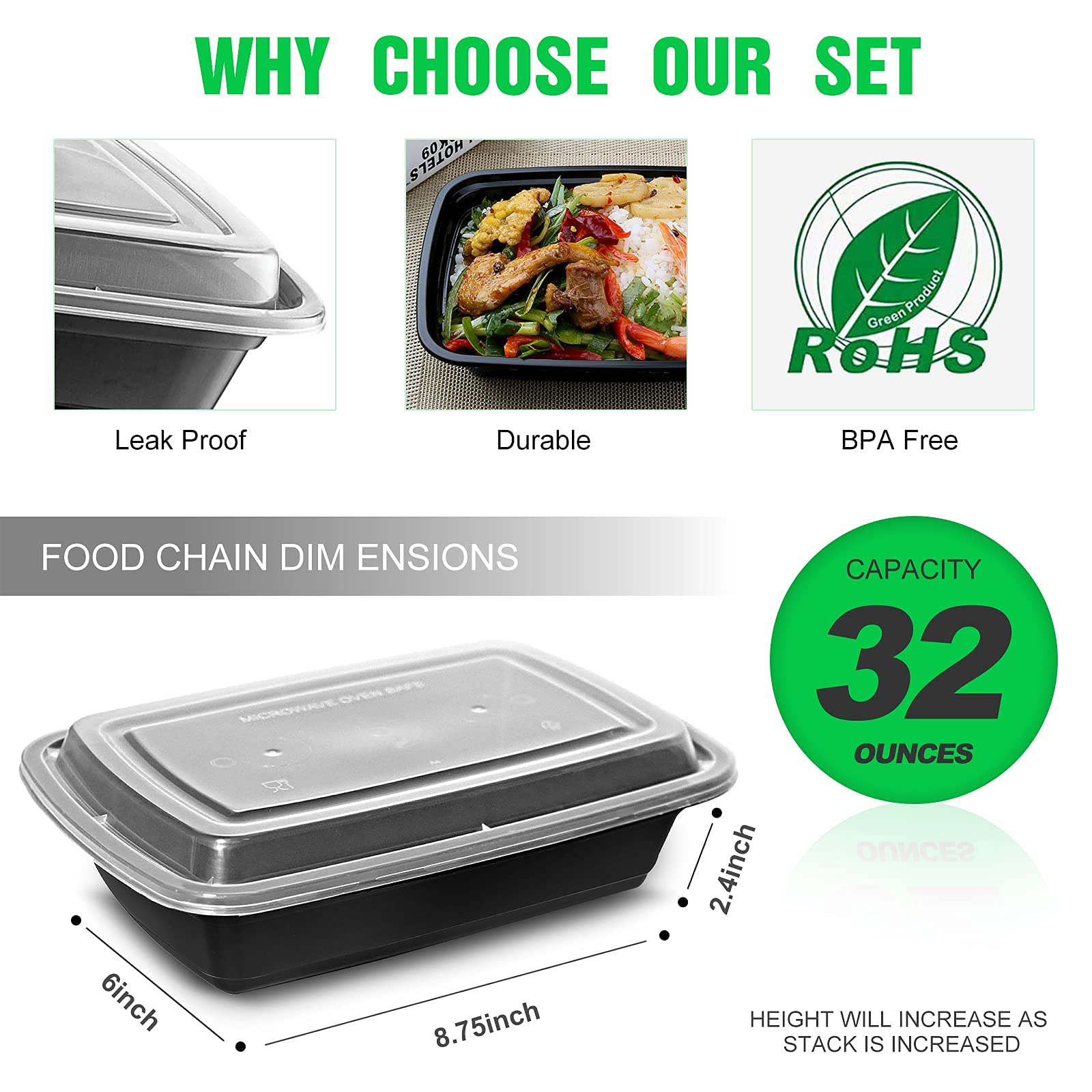 WGCC stackable meal box design saves kitchen space and organizes portions.