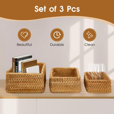 Whalehub living room baskets keep remotes and magazines neatly organized.