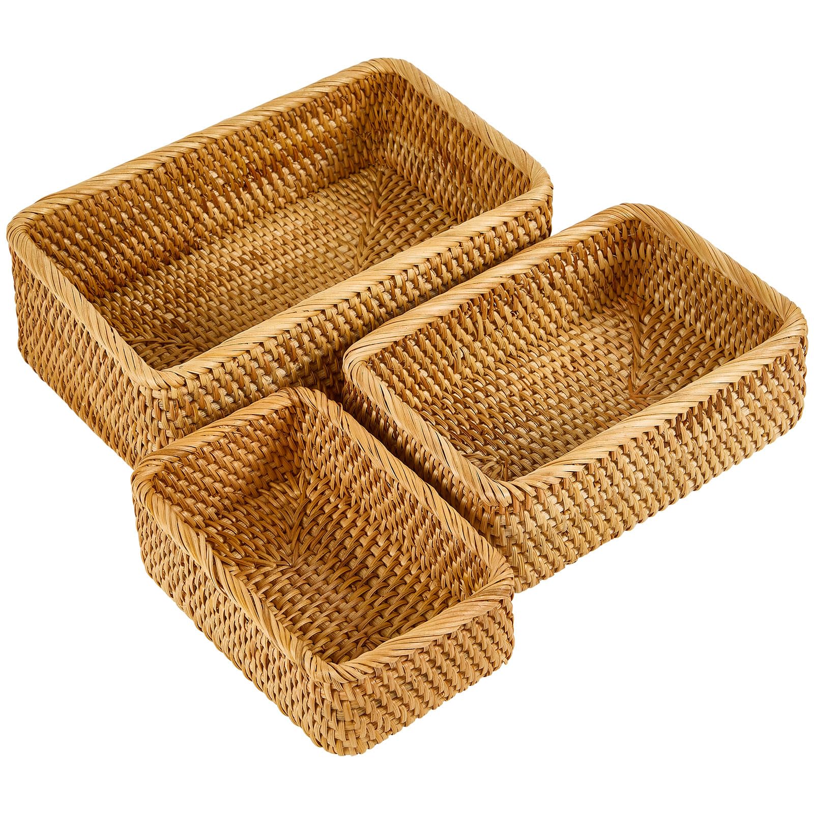 Whalehub natural rectangular baskets showcase woven texture for stylish storage.