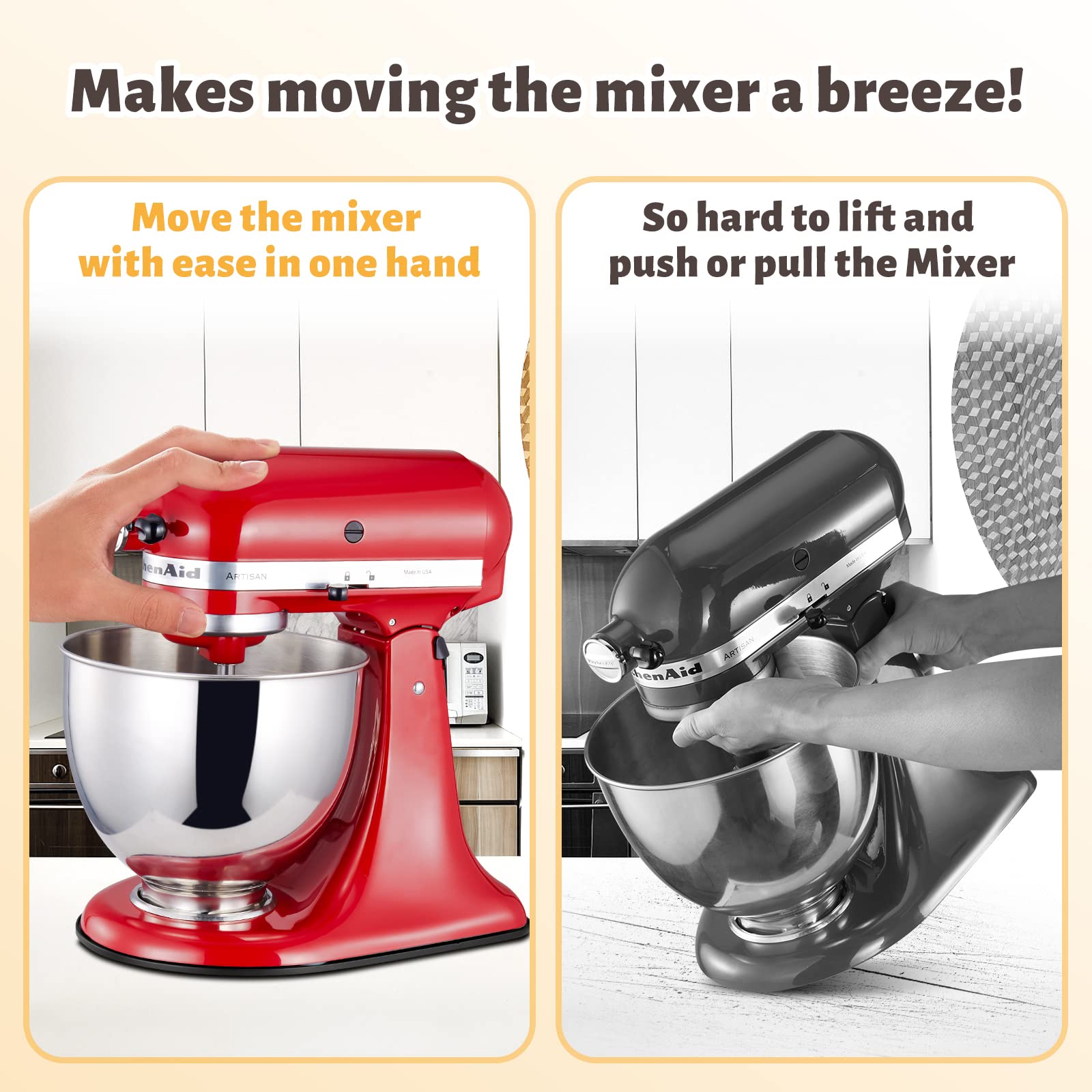 Whaleme sliding mat with durable iron base for long-lasting mixer support.