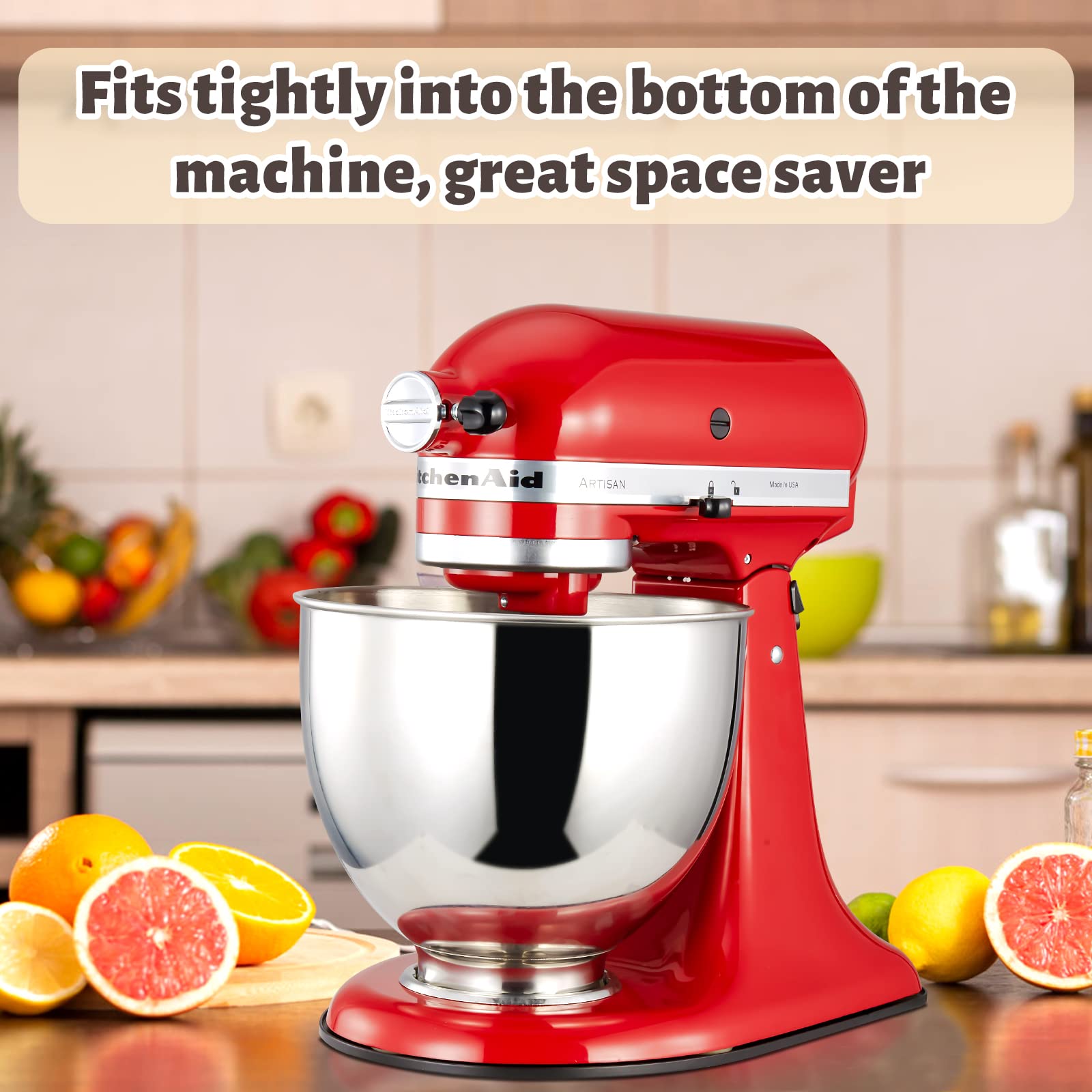 Whaleme sliding mat showing compatibility with KitchenAid models.