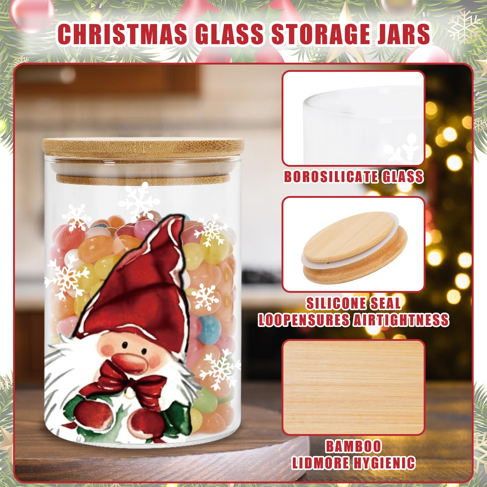 Whaline jar with reindeer lid for coffee beans or treats.