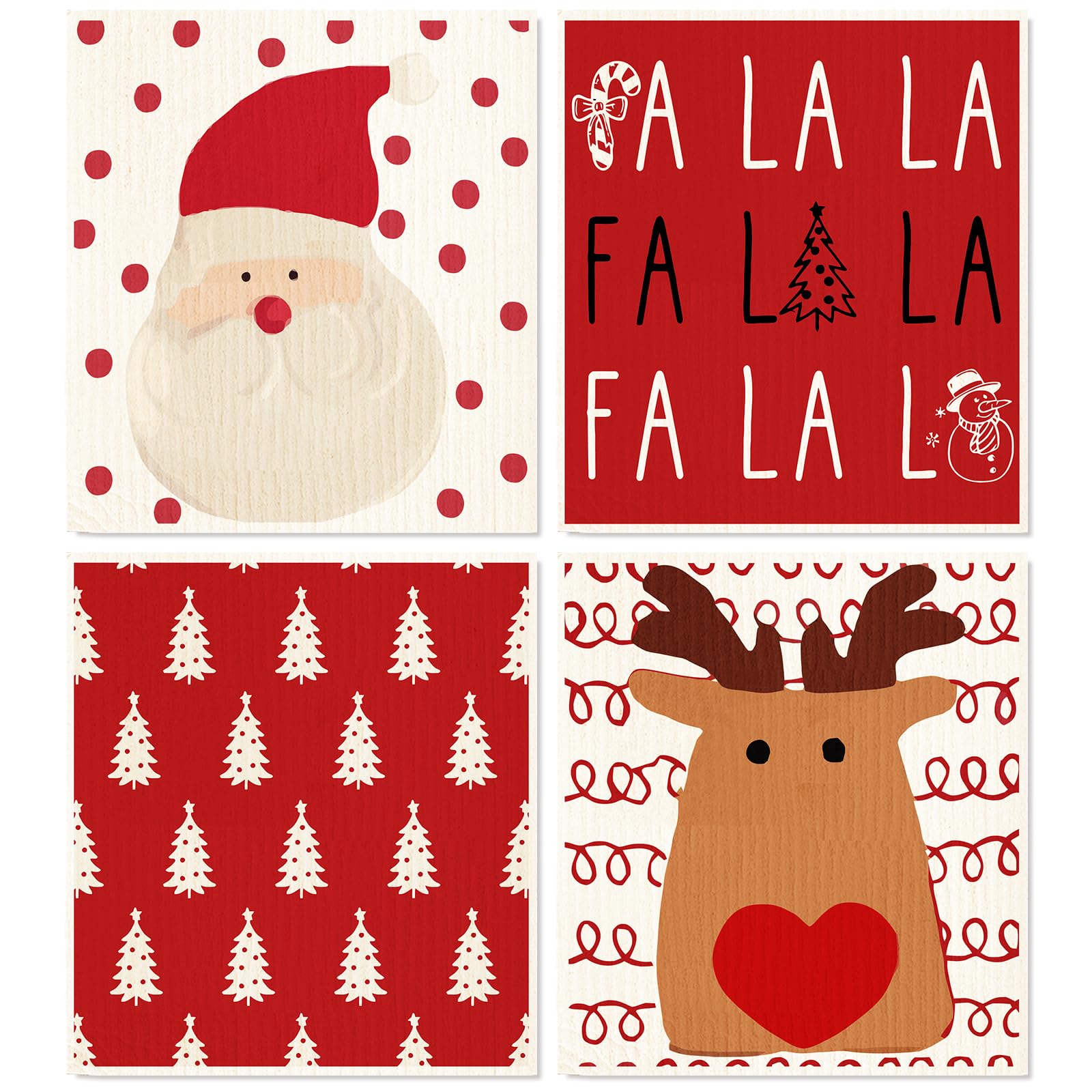 Whaline Christmas Swedish dishcloth Santa pattern dries dishes gently