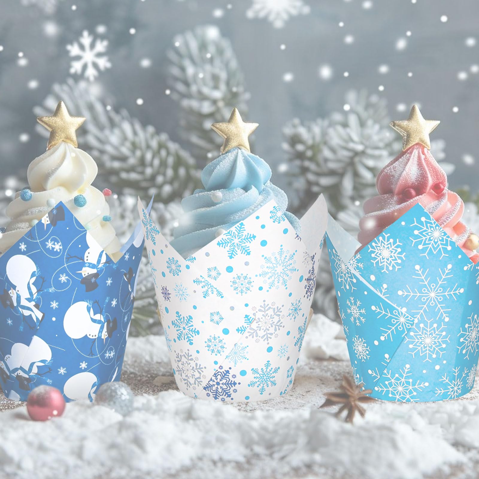Whaline disposable cupcake liners ideal for winter holiday gatherings