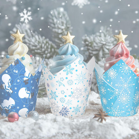 Whaline disposable cupcake liners ideal for winter holiday gatherings