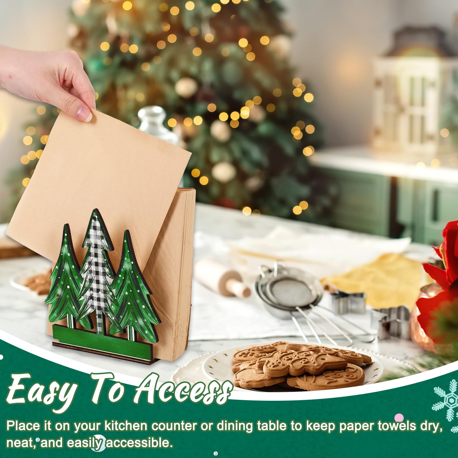 Whaline napkin holder with dimensions suitable for various napkins.