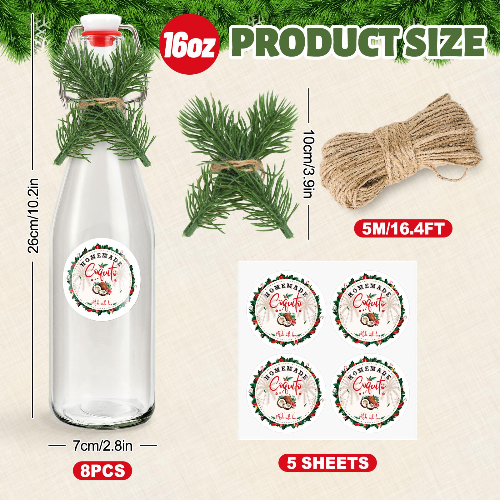 Whaline pine needles decorative branches to enhance bottle presentation