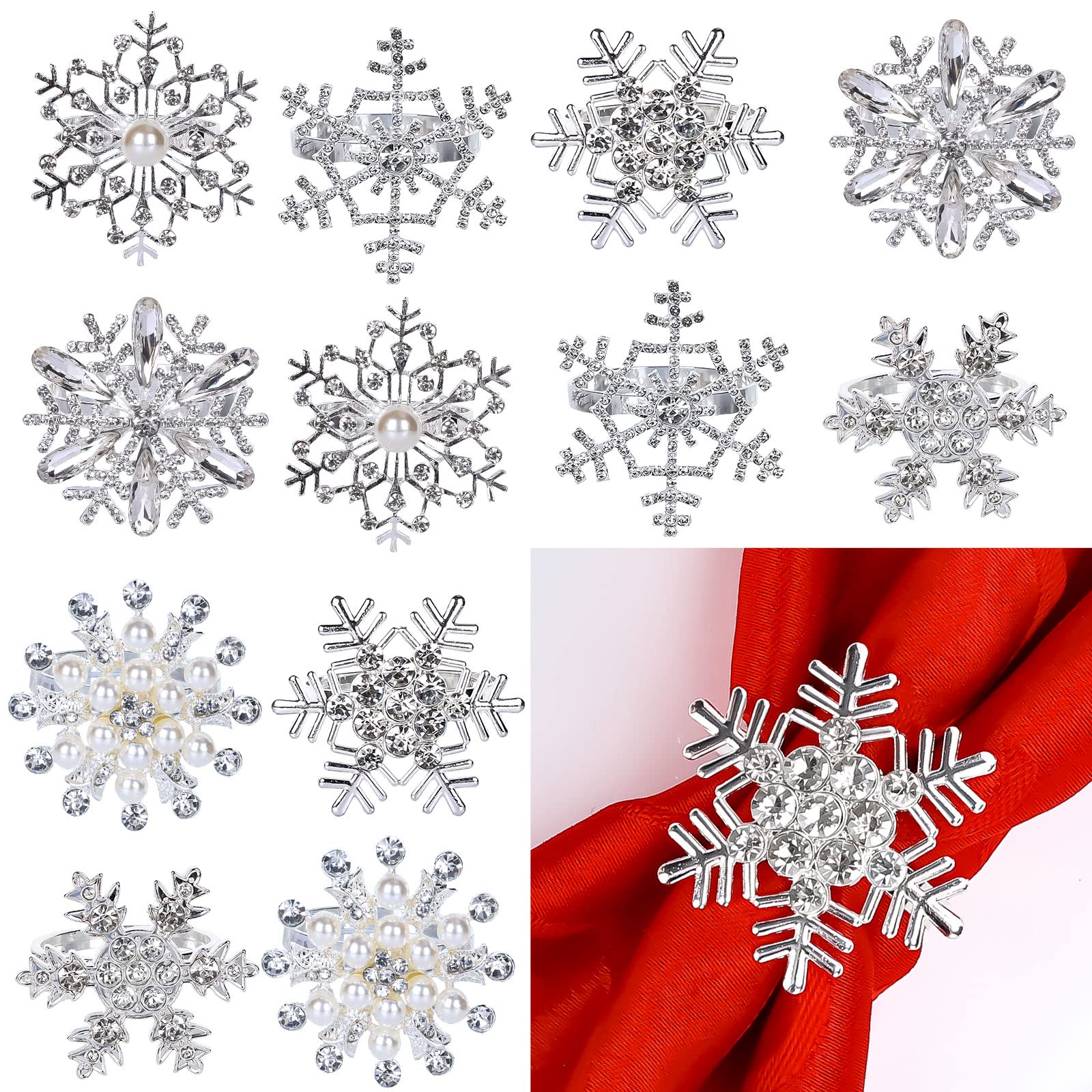 Whaline silver snowflake napkin ring closeup showing elegant shine for festive table decor