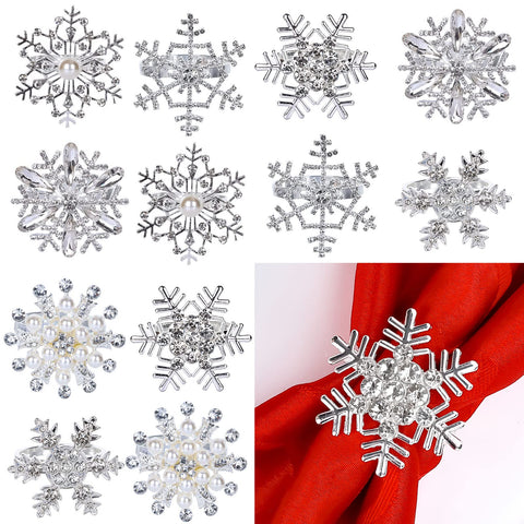 Whaline silver snowflake napkin ring closeup showing elegant shine for festive table decor