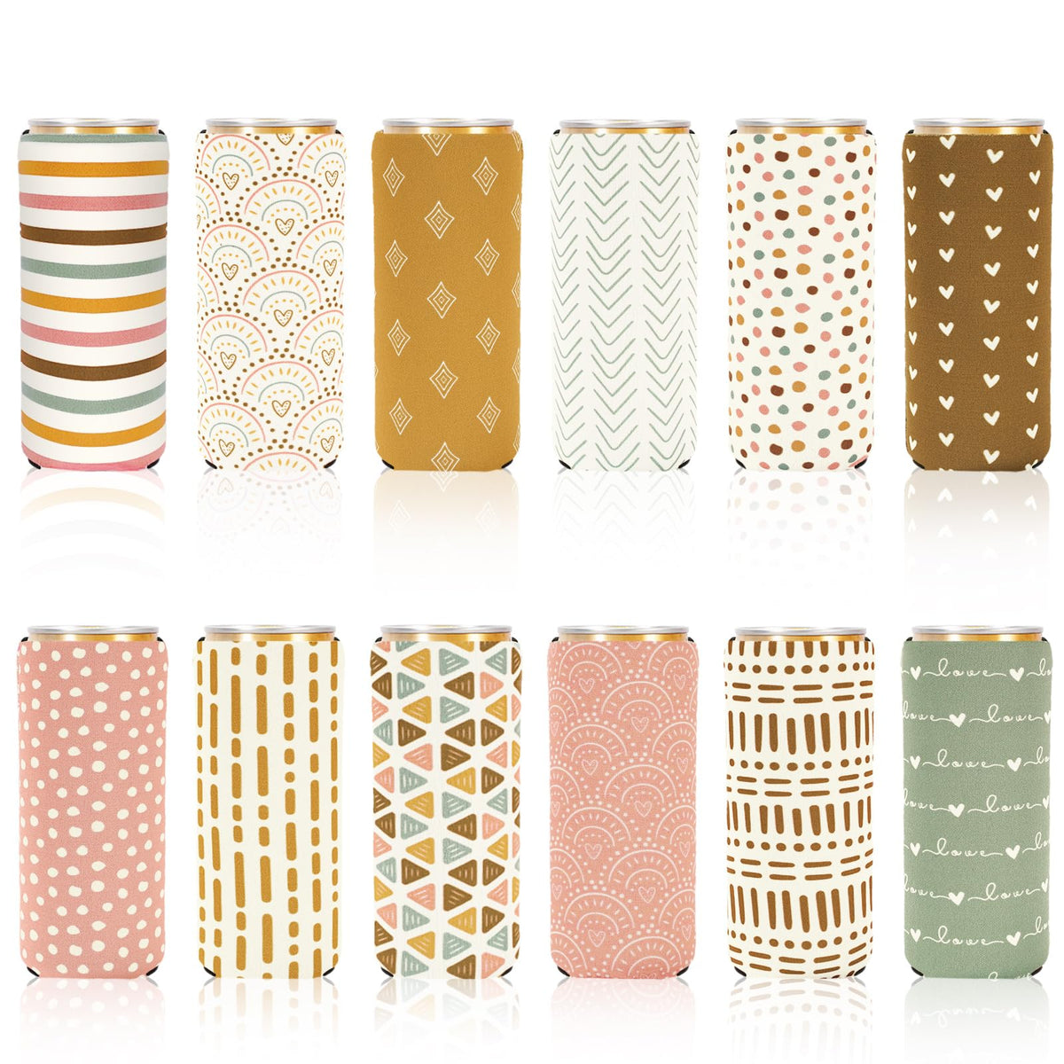 Whaline slim can sleeve boho-pattern-1 keeps drinks cool and adds colorful flair.