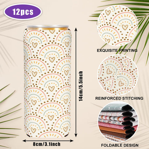 Whaline slim can sleeve boho-pattern-2 maintains beverage temperature with chic style.