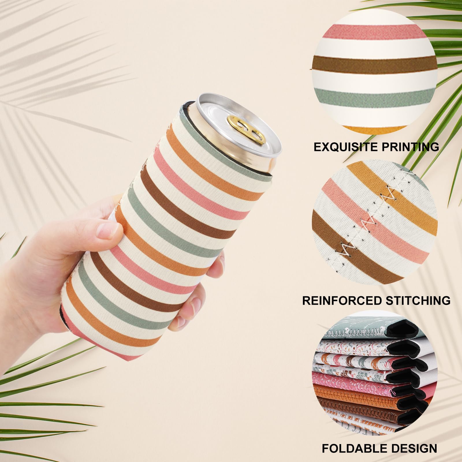 Whaline slim can sleeve boho-pattern-3 offers grip and insulation for hot and cold.