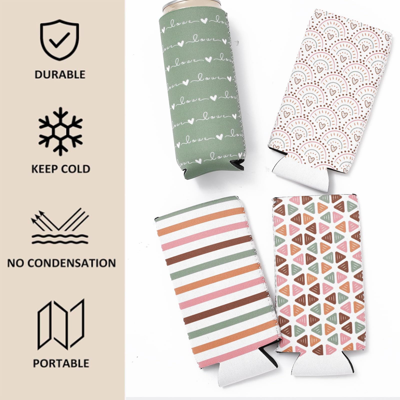 Whaline slim can sleeve boho-pattern-4 reuses to decorate parties and protect hands.