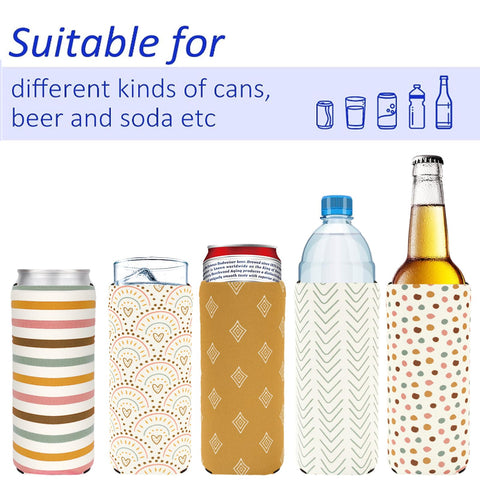 Whaline slim can sleeve boho-pattern-5 fits 12oz cans for easy handling.