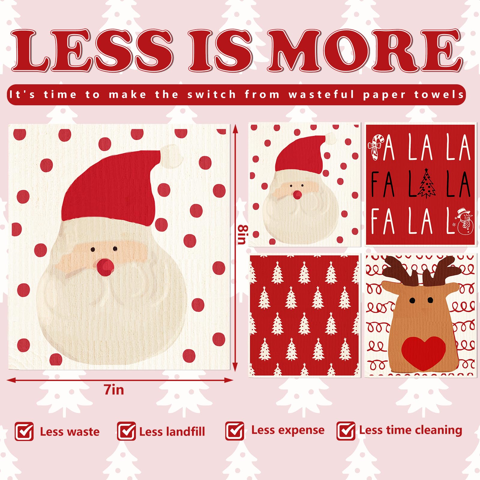 Whaline Swedish dishcloth with reindeer pattern absorbs spills effectively