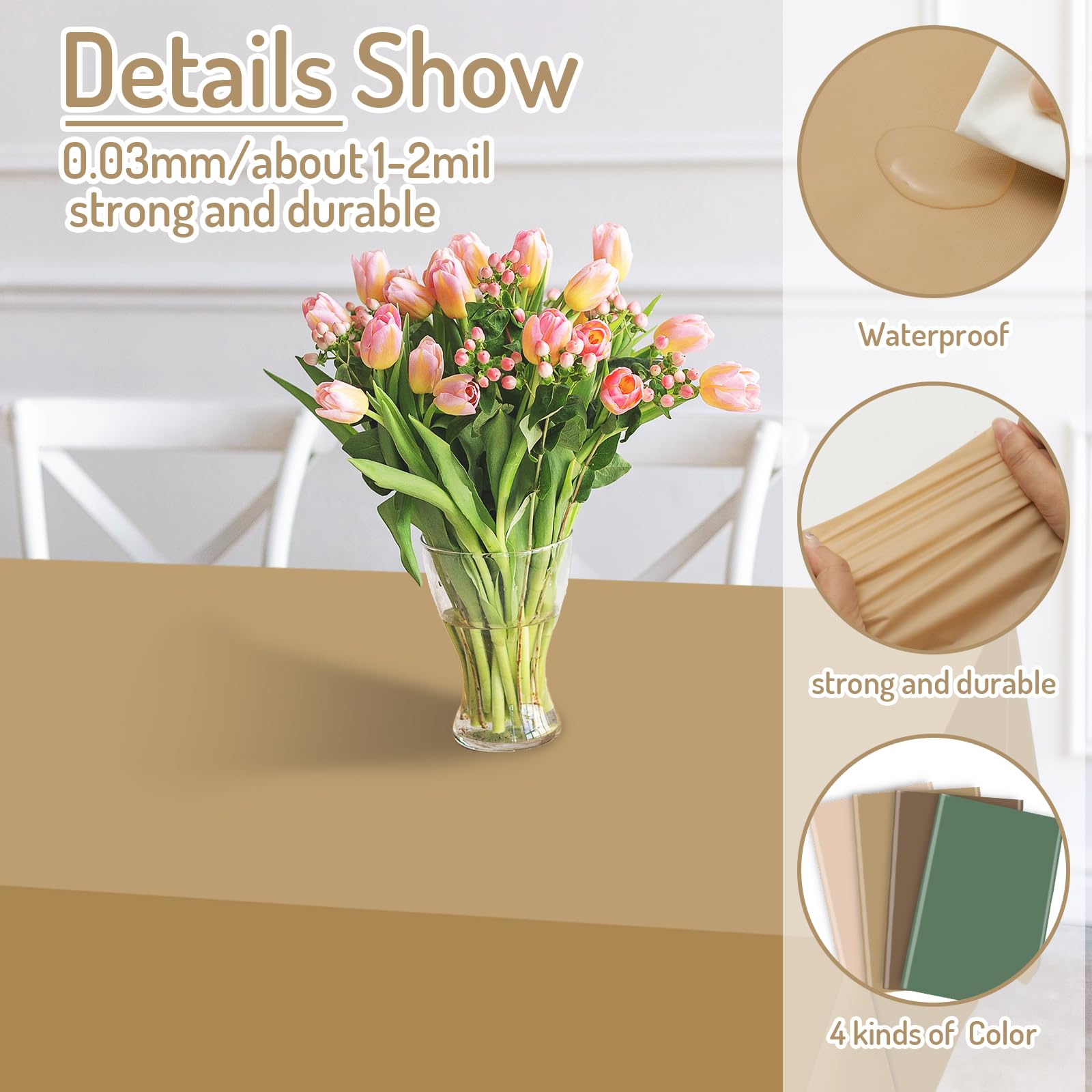 Whaline rectangle tablecloth 54x108 inches, waterproof surface protects tables.