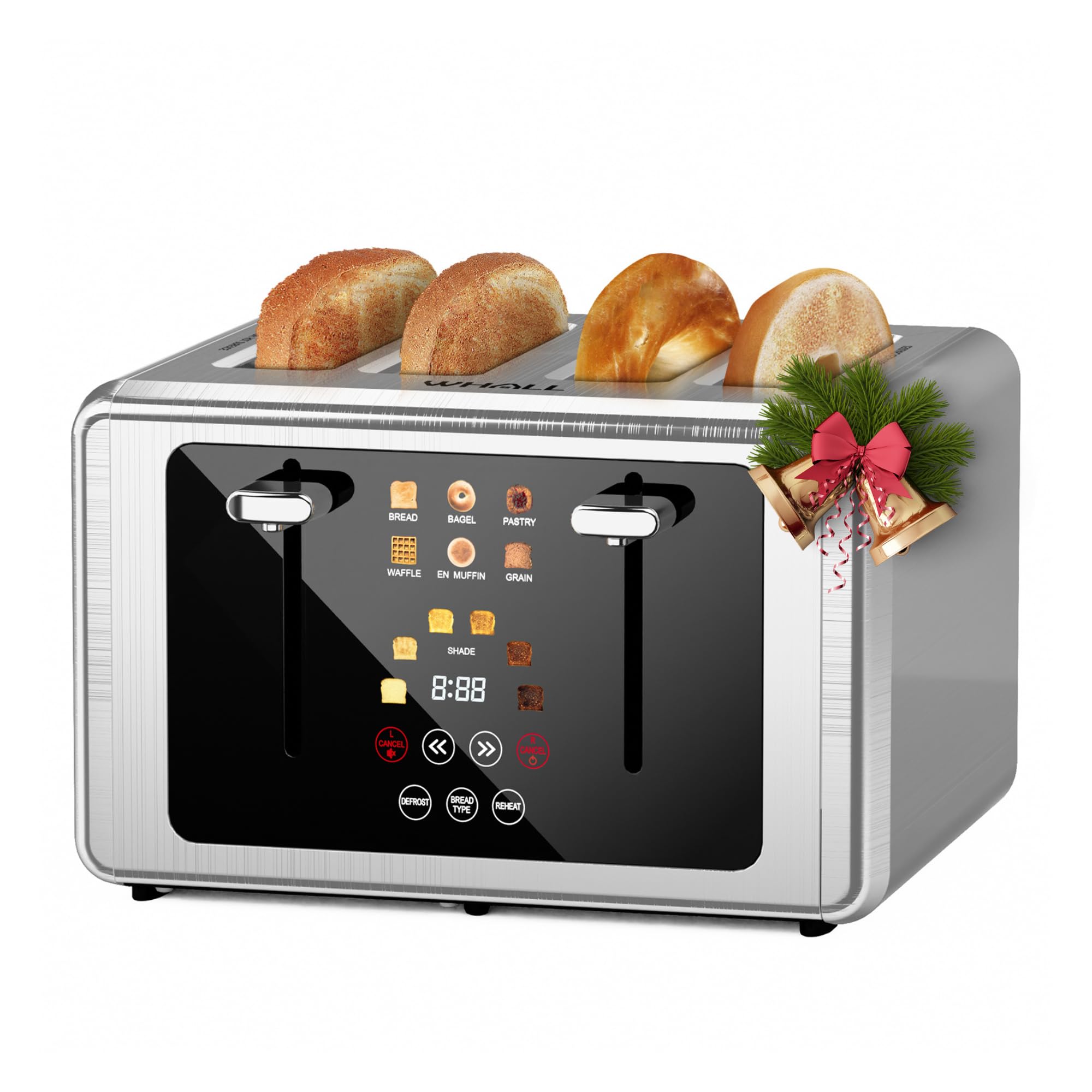 Whall 4-Slice Smart Toaster front view with color display for easy control
