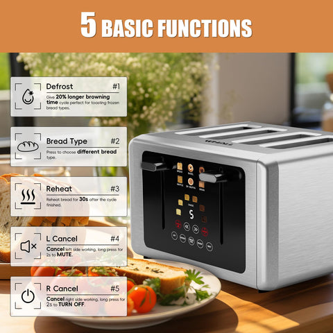 Whall 4-Slice Wide Slots toasting thick bread without squashing