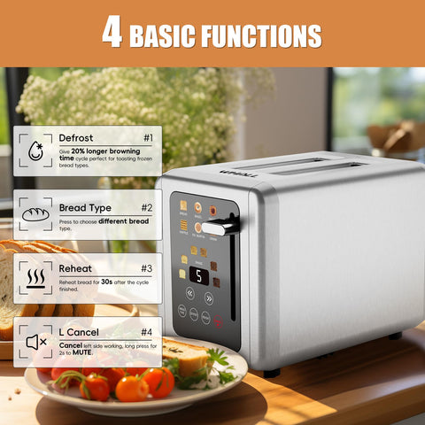 WHALL toaster in silver stainless steel body suits modern kitchens.