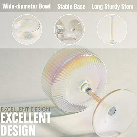 whatAmug lead-free crystal coupe glass clear walls enhance beverage display.