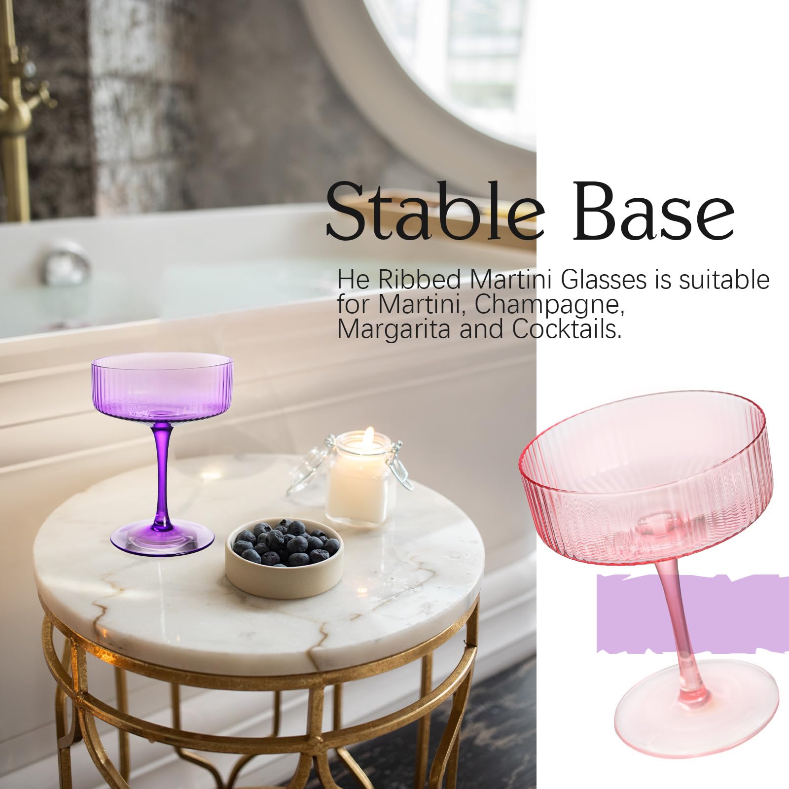 whatAmug lead-free crystal coupe glasses bright beverage presentation