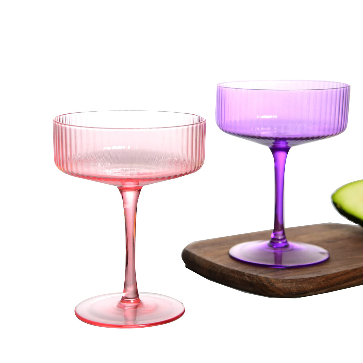whatAmug ribbed coupe glasses 10 oz pink elegant home entertaining