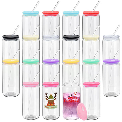 WHEATHUSK 20-pack 16oz can-shaped glass cups provide a comfortable grip for everyday beverages.