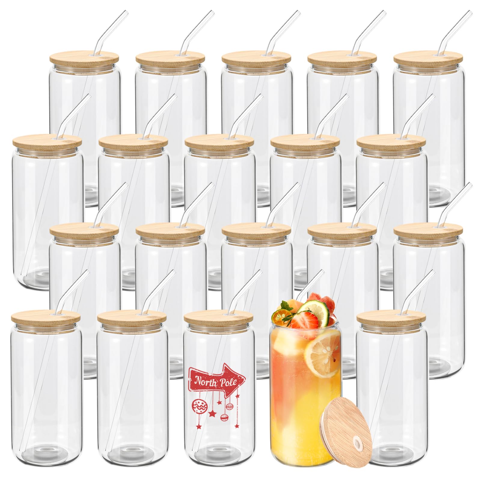 WHEATHUSK beer-can glass tumbler 16oz with bamboo lid for stylish serving.