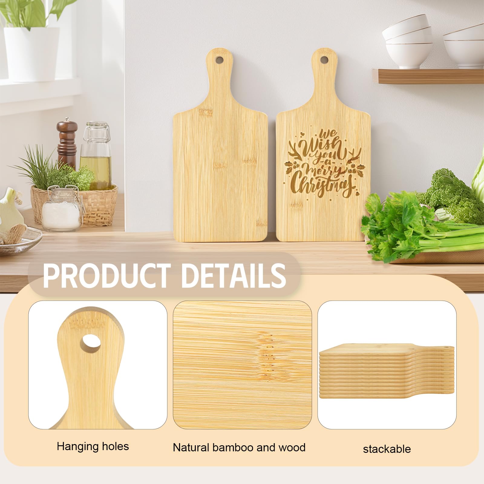 WHEATHUSK cutting boards with hanging rope for easy wall display and decor.
