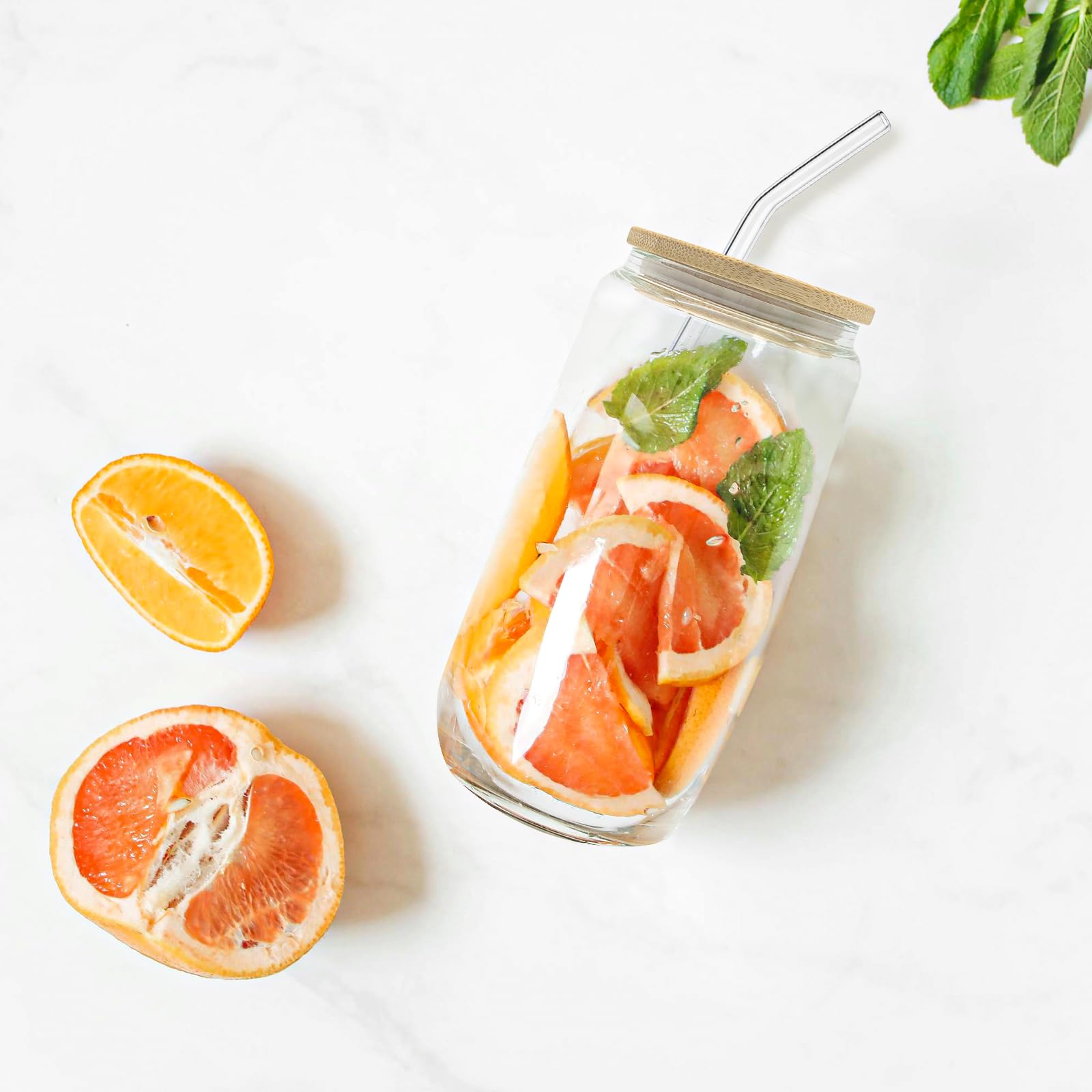WHEATHUSK iced coffee in a beer-can shaped glass enhances presentation.