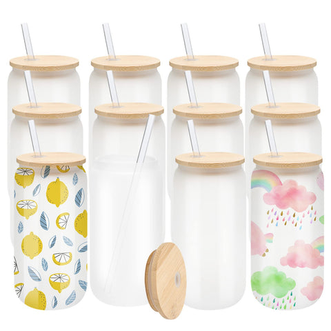 WHEATHUSK borosilicate glass tumbler with frosted finish, ideal for sublimation printing