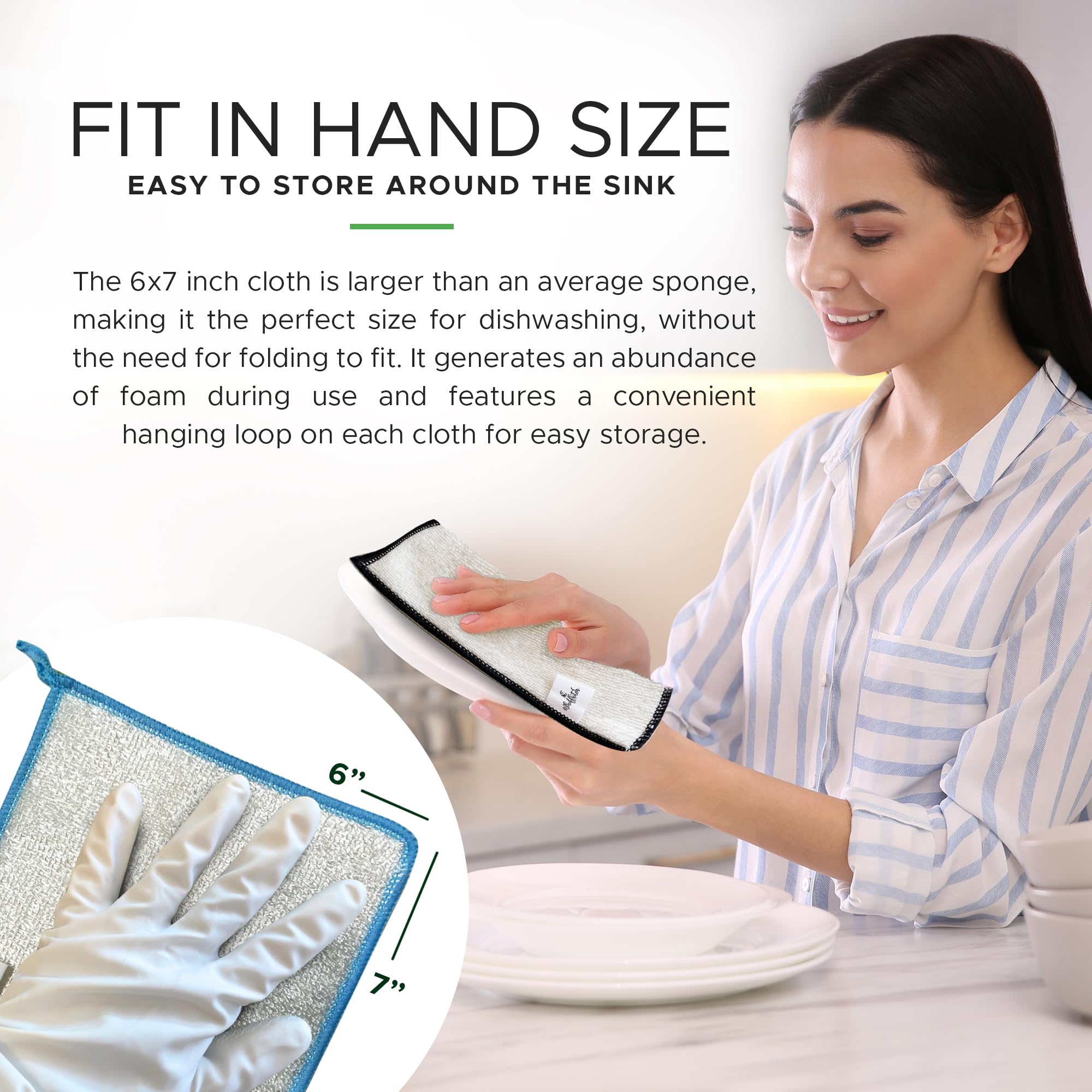 Whiffkitch dishcloth demonstrates non-scratch cleaning on delicate surfaces.