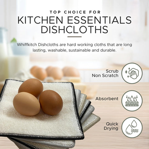 Whiffkitch dishcloths with scrub-non-scratch texture safe on non-stick pans
