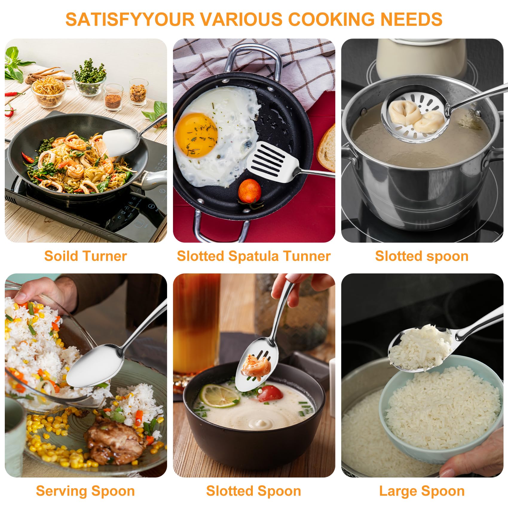 WHIFUTENS 11pc stainless ladle for soup serving with balanced weight