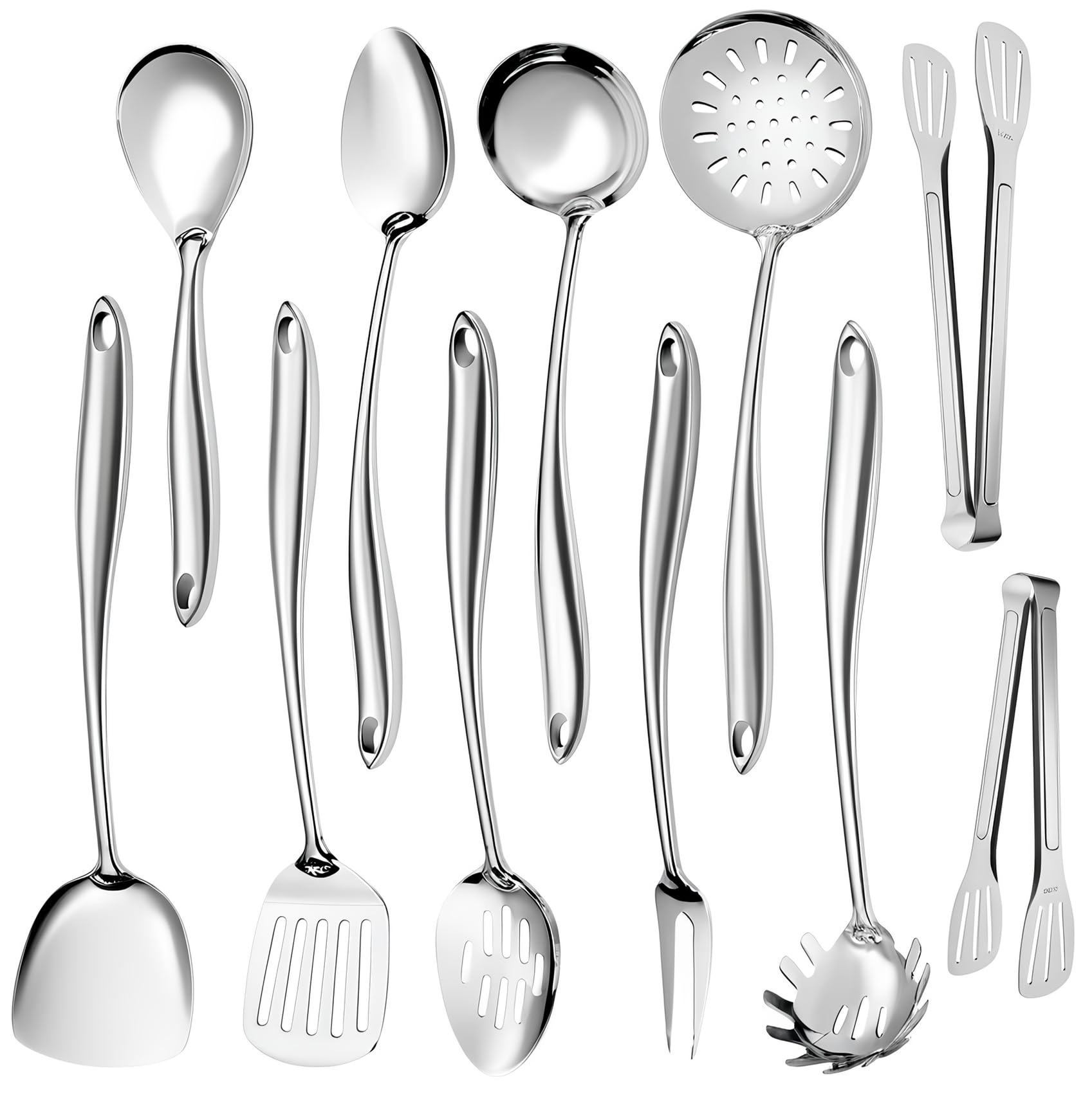 WHIFUTENS 11pc stainless spatula for durable flipping and high-heat cooking