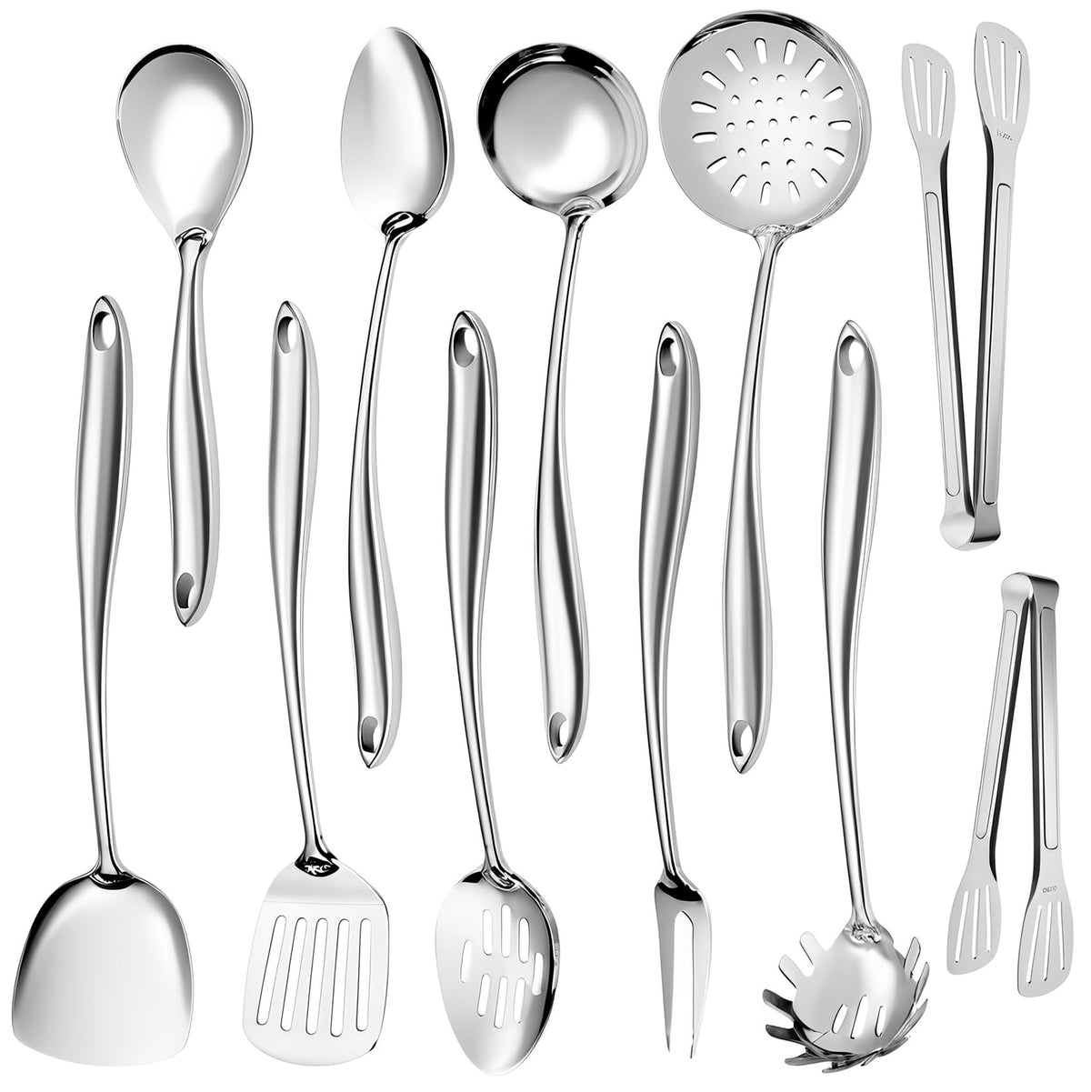 WHIFUTENS 11pc stainless spatula for durable flipping and high-heat cooking